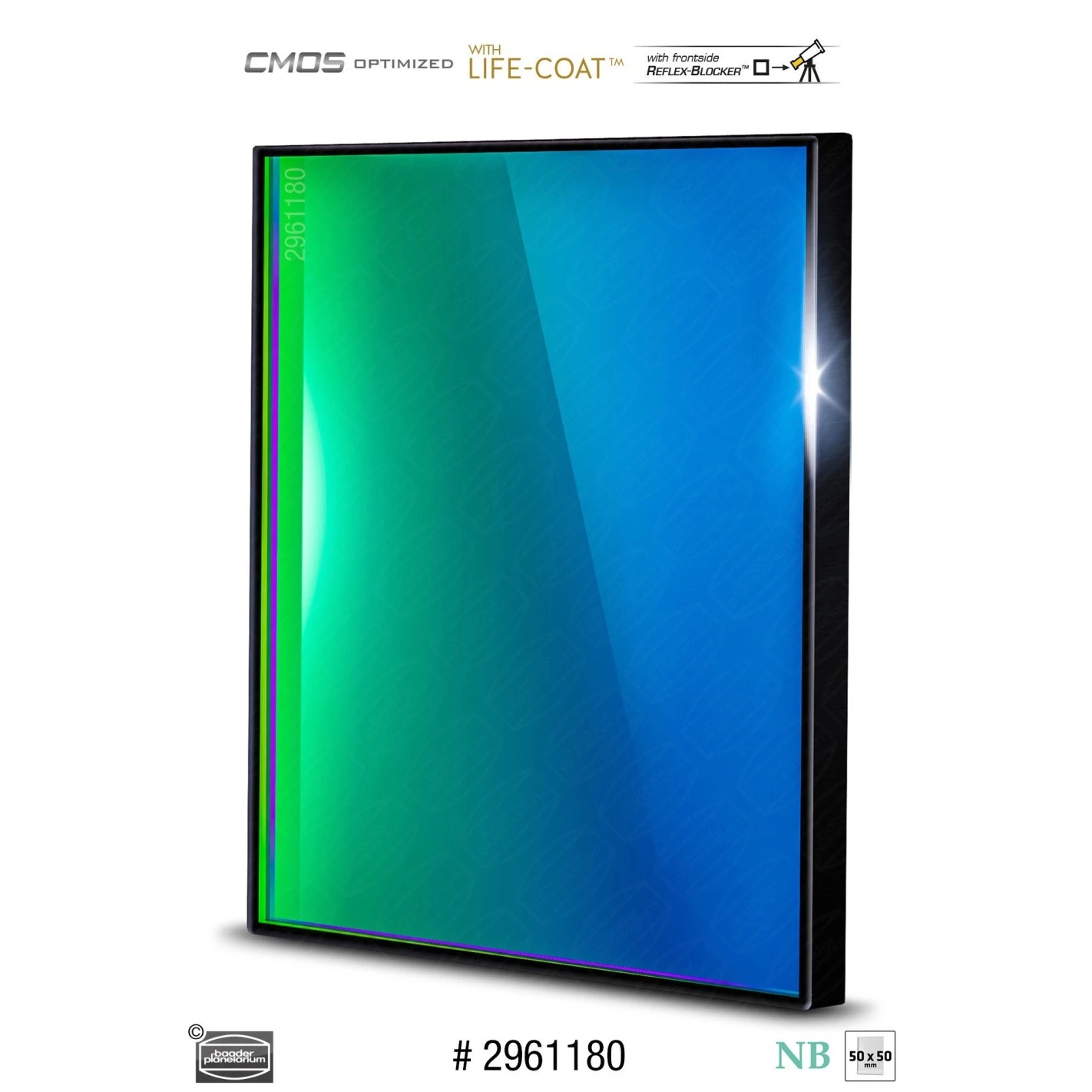 Filtro Baader O-III Narrowband 6,5nm 50x50 Mm Optimizado Para CMOS 1 Filtro Baader O-III Narrowband 6,5nm 50x50 Mm Optimizado Para CMOS