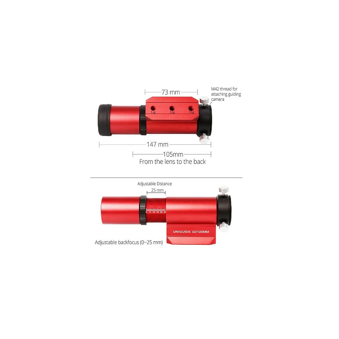 Telescopio Guía UniGuide 32mm Rojo 3 Telescopio Guía UniGuide 32mm Rojo - Imagen 3